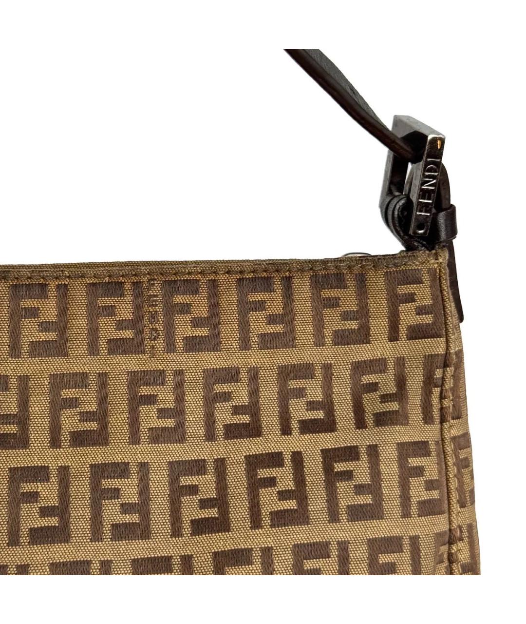 FENDI Бежевая хлопковая сумка через плечо, фото 6