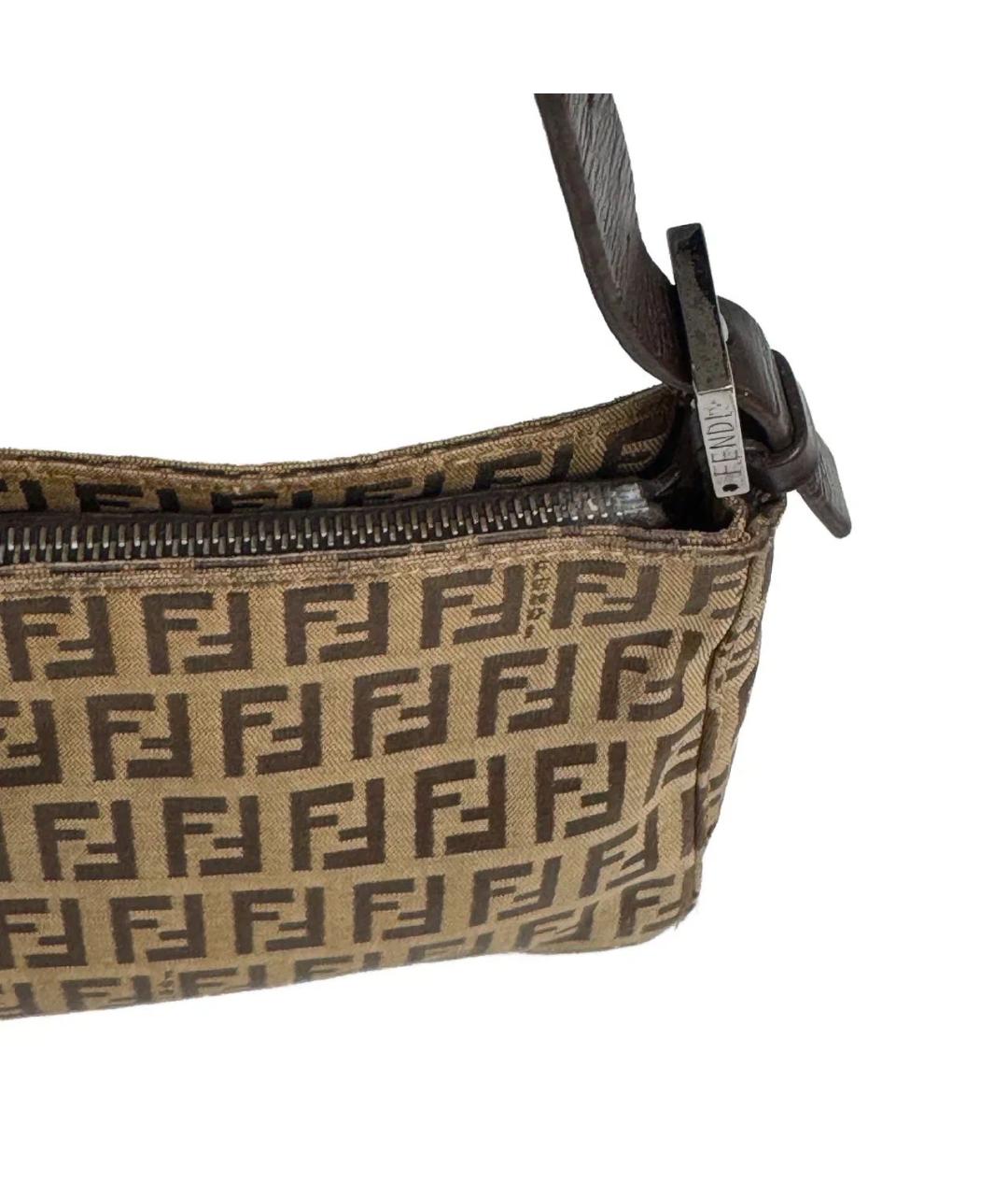 FENDI Бежевая хлопковая сумка через плечо, фото 5