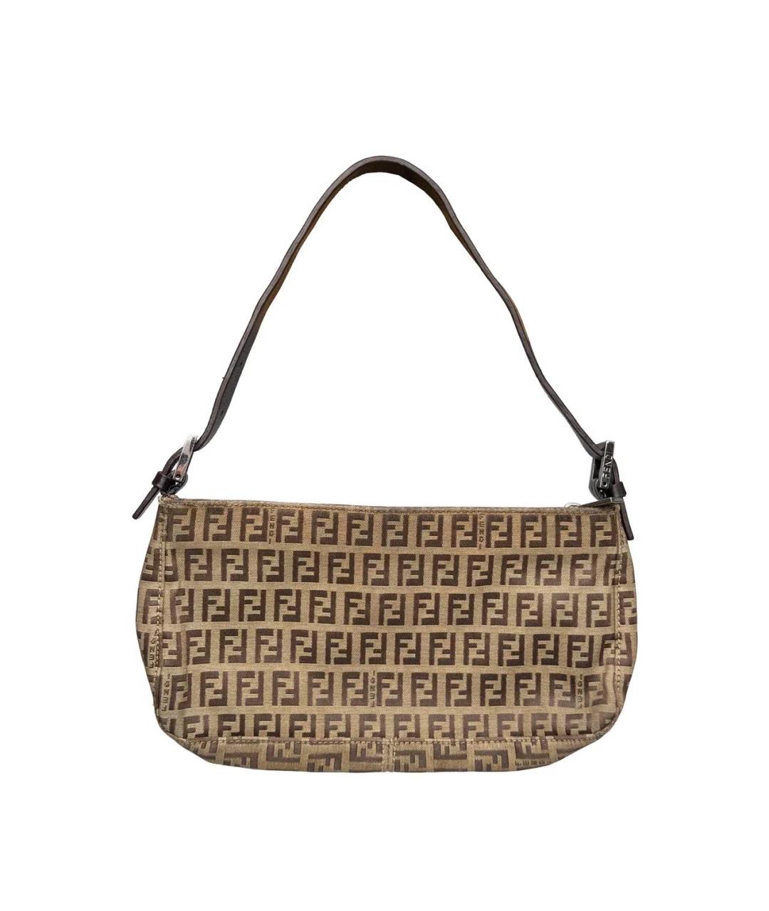 FENDI Бежевая хлопковая сумка через плечо, фото 2