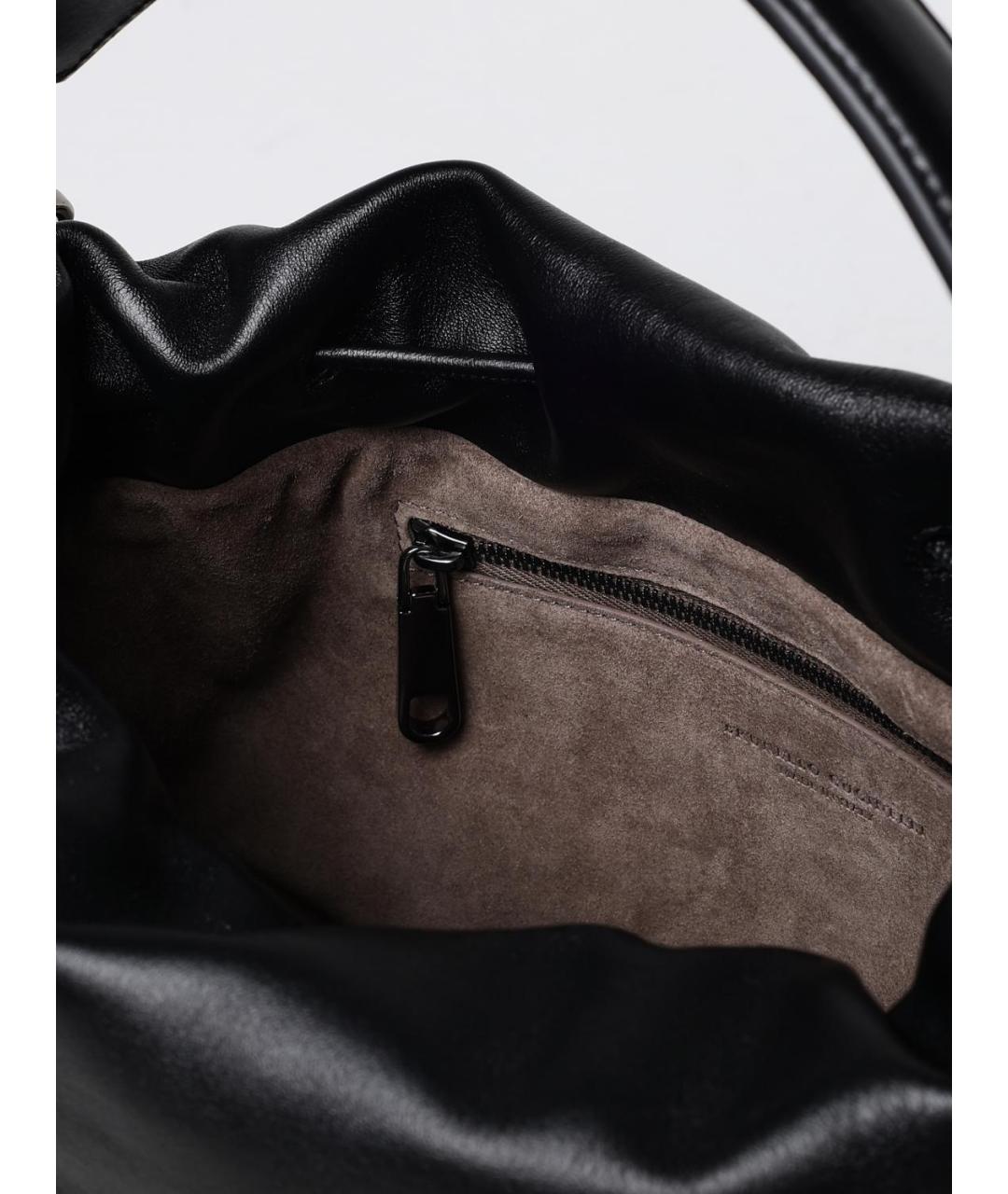 BRUNELLO CUCINELLI Черная кожаная сумка тоут, фото 5