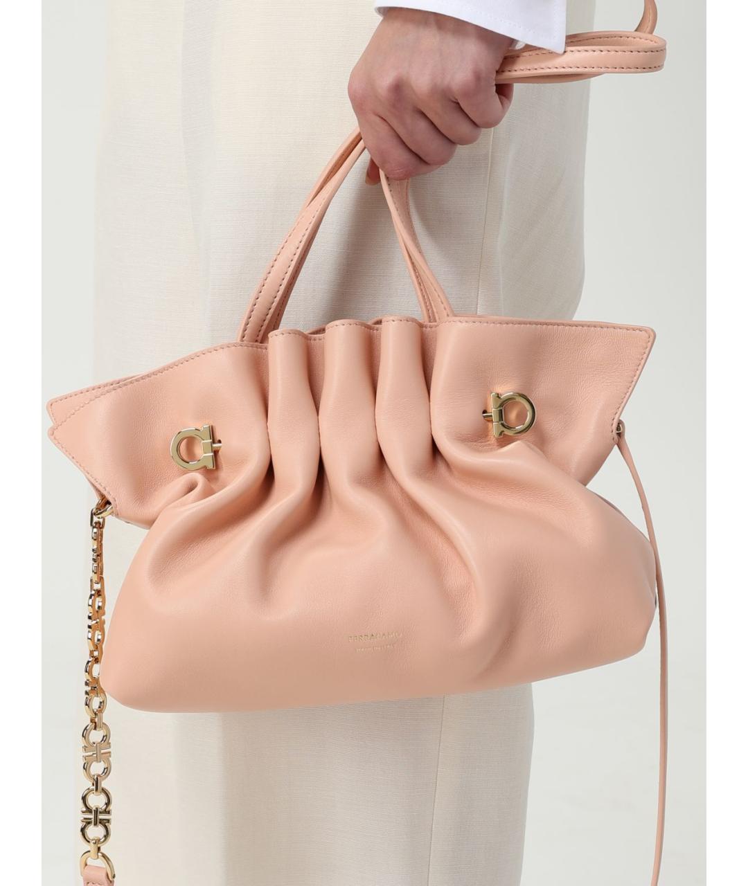 FERRAGAMO Розовая кожаная сумка тоут, фото 2