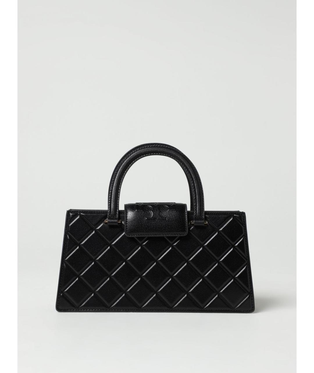 TORY BURCH Черная кожаная сумка с короткими ручками, фото 4