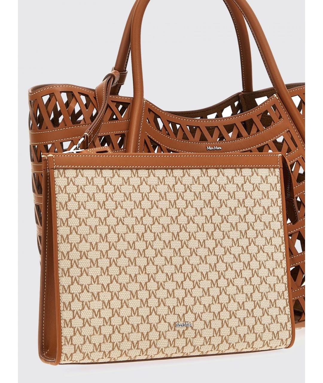 MAX MARA Коричневая кожаная сумка тоут, фото 3