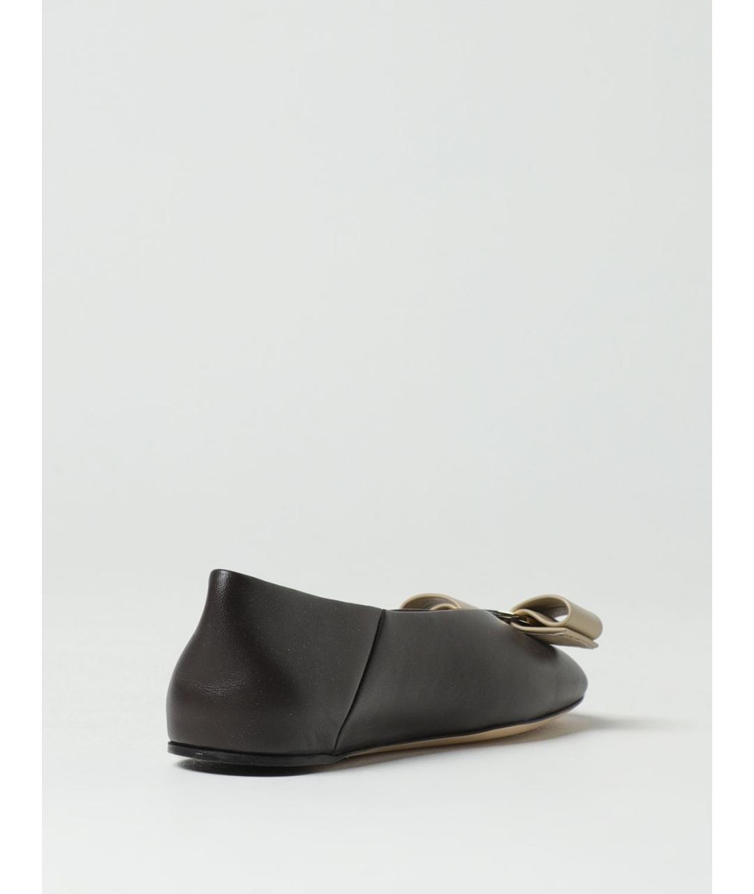 FERRAGAMO Коричневые кожаные балетки, фото 3