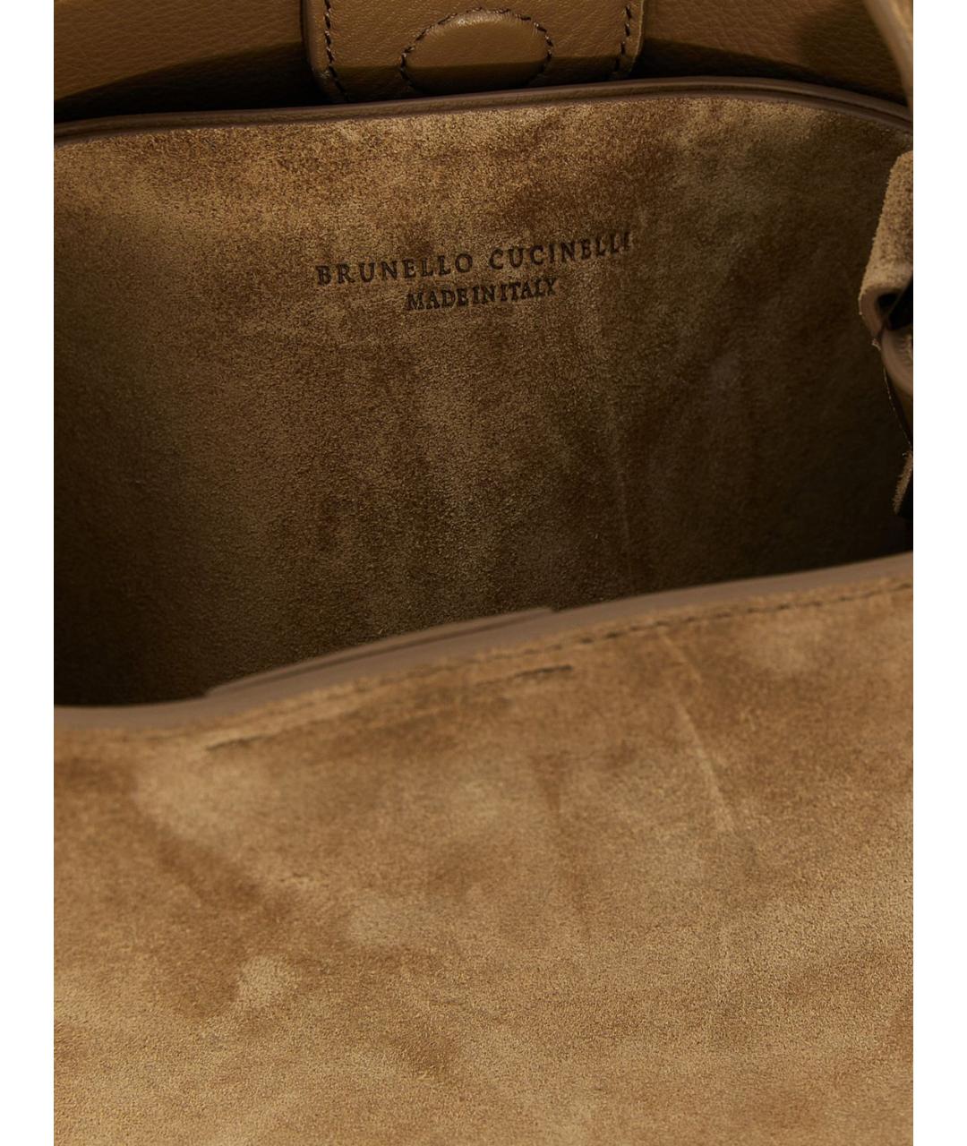 BRUNELLO CUCINELLI Коричневая кожаная сумка тоут, фото 4