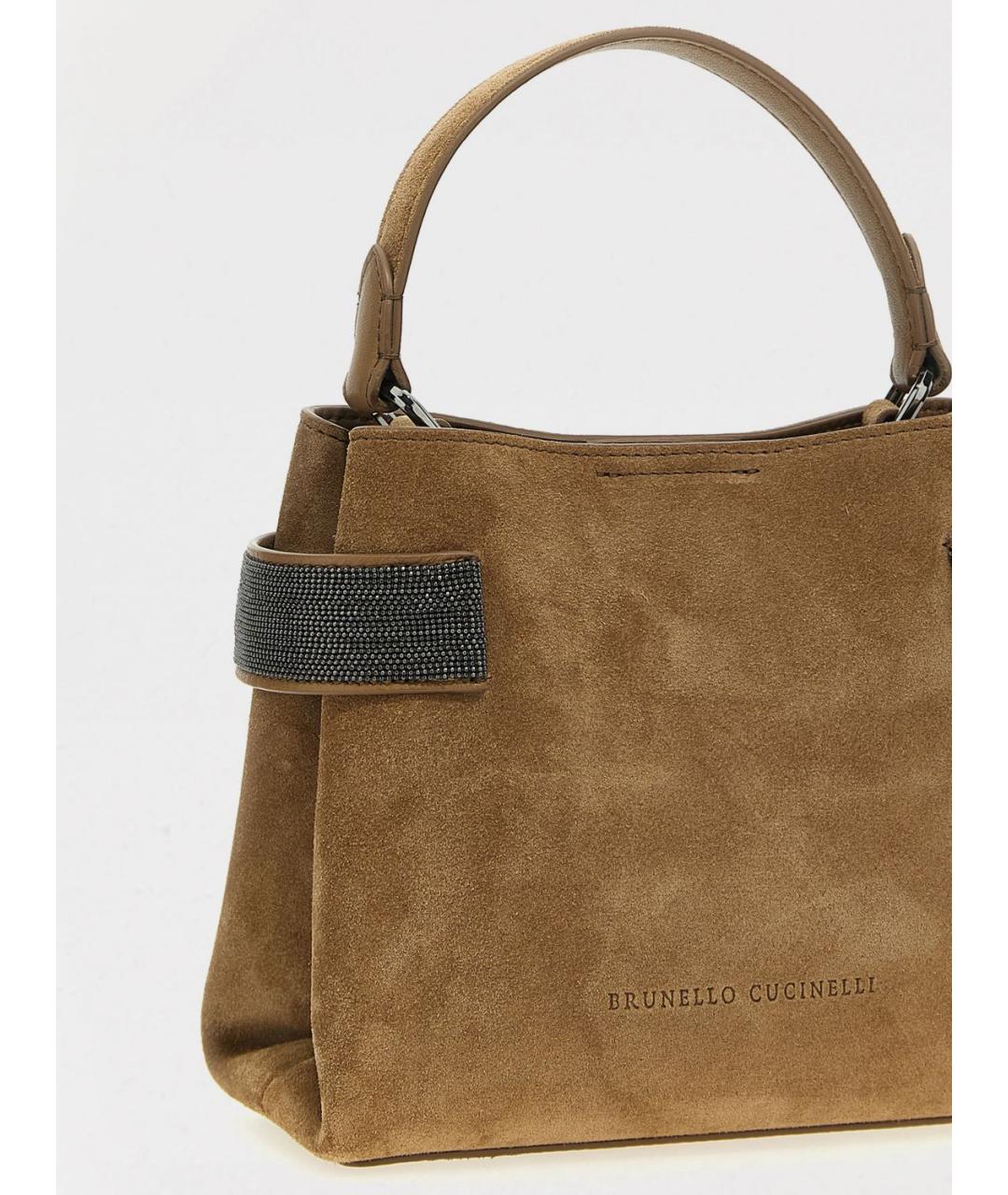BRUNELLO CUCINELLI Коричневая кожаная сумка тоут, фото 3