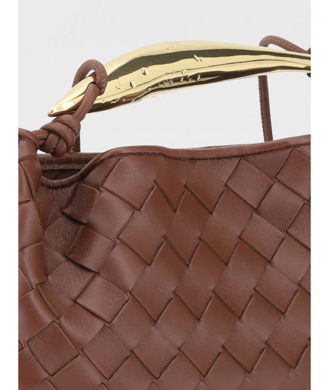 BOTTEGA VENETA Коричневая кожаная сумка с короткими ручками, фото 3