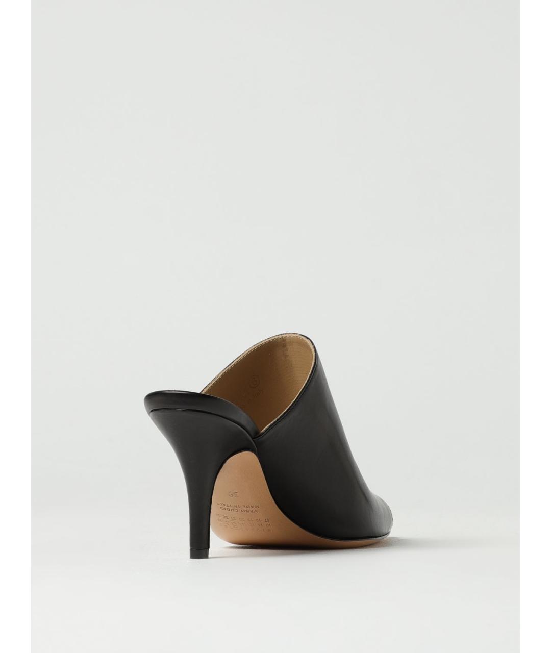 MM6 MAISON MARGIELA Черные кожаные мюли, фото 3