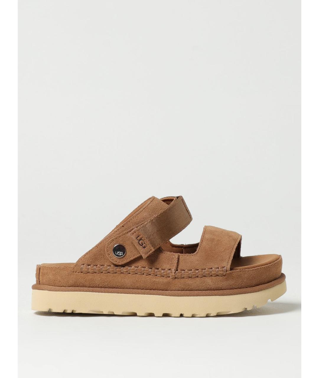 UGG AUSTRALIA Коричневые нубуковые шлепанцы, фото 5