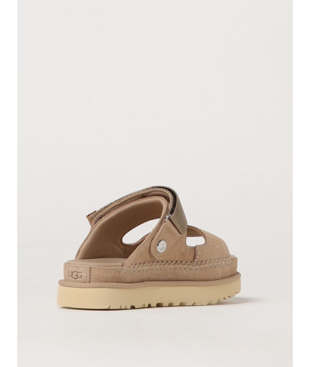 UGG AUSTRALIA Бежевые нубуковые шлепанцы, фото 3