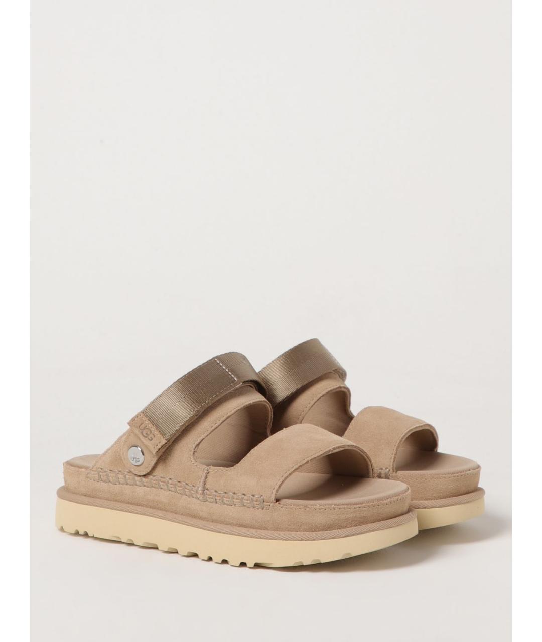 UGG AUSTRALIA Бежевые нубуковые шлепанцы, фото 2