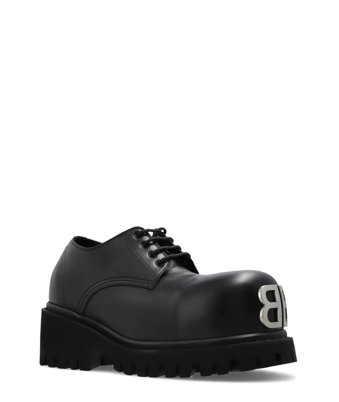 BALENCIAGA Черные кожаные туфли, фото 2
