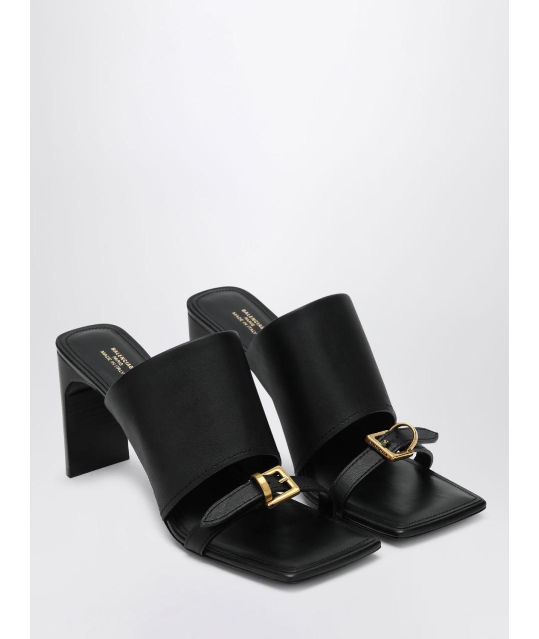 BALENCIAGA Черные кожаные мюли, фото 2