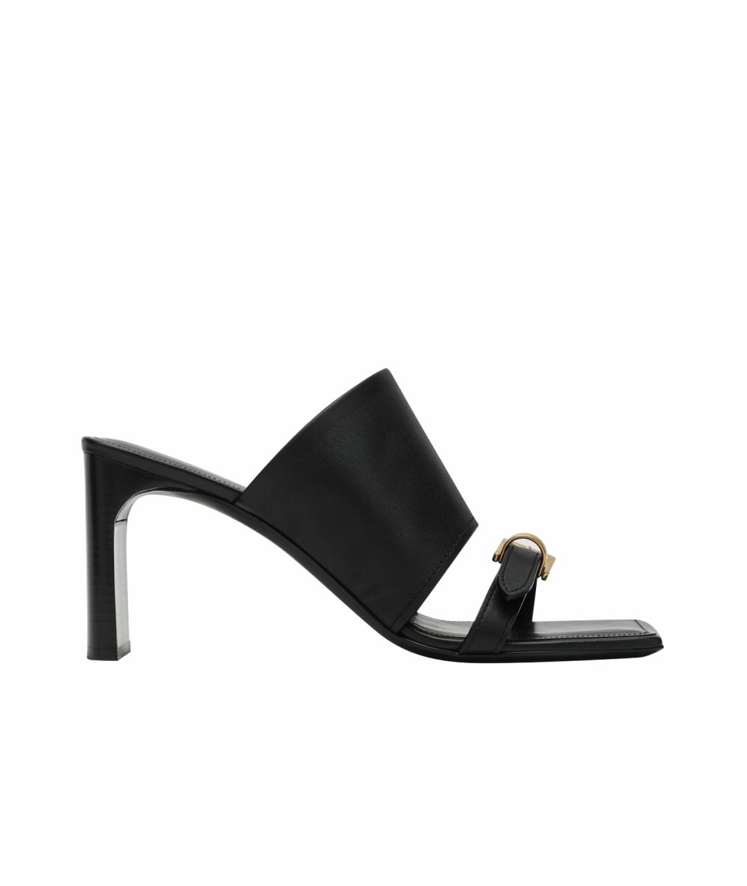 BALENCIAGA Черные кожаные мюли, фото 1