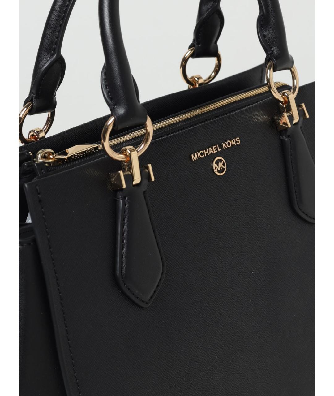 MICHAEL KORS Черная кожаная сумка тоут, фото 3