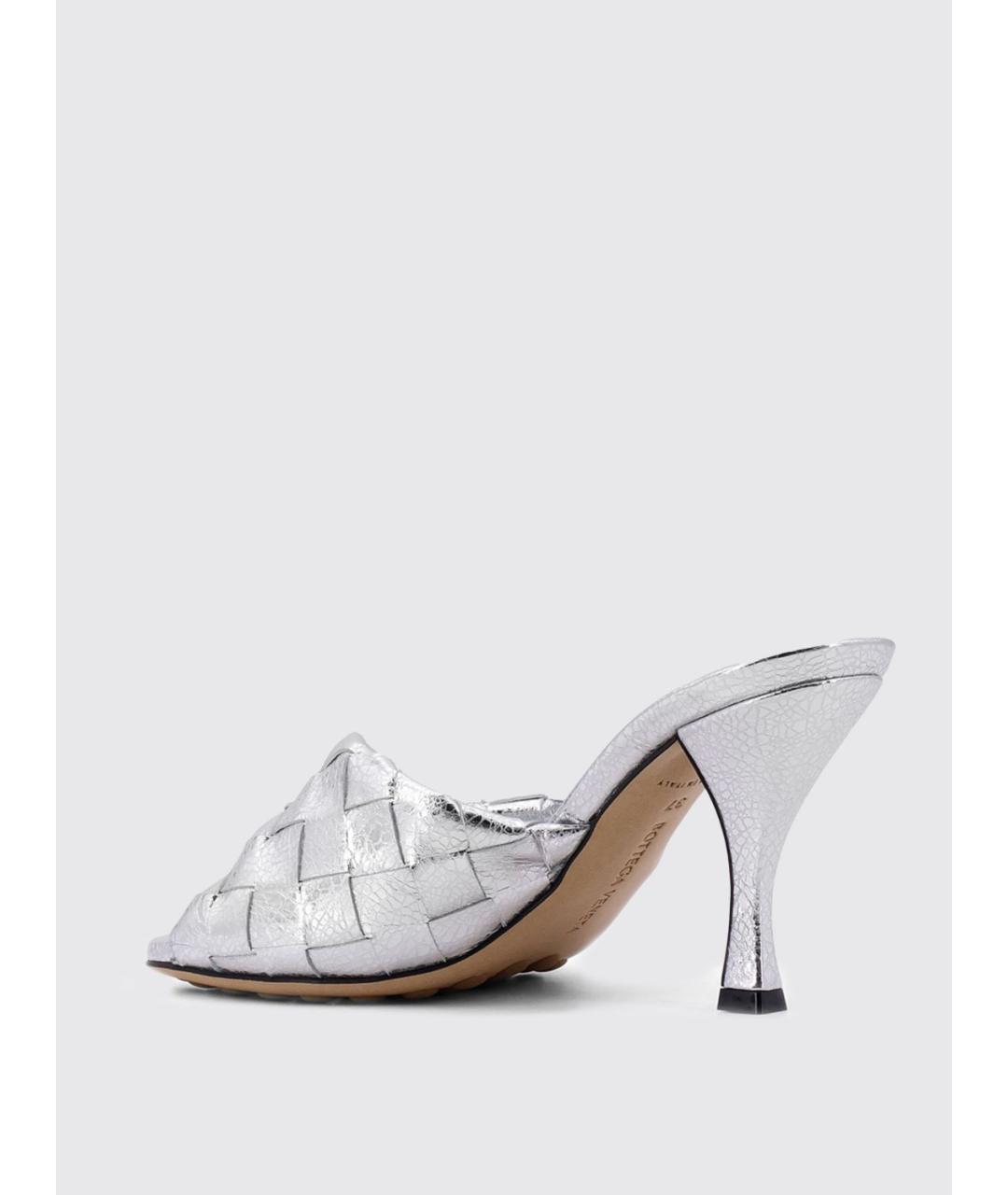 BOTTEGA VENETA Серебряные кожаные мюли, фото 3