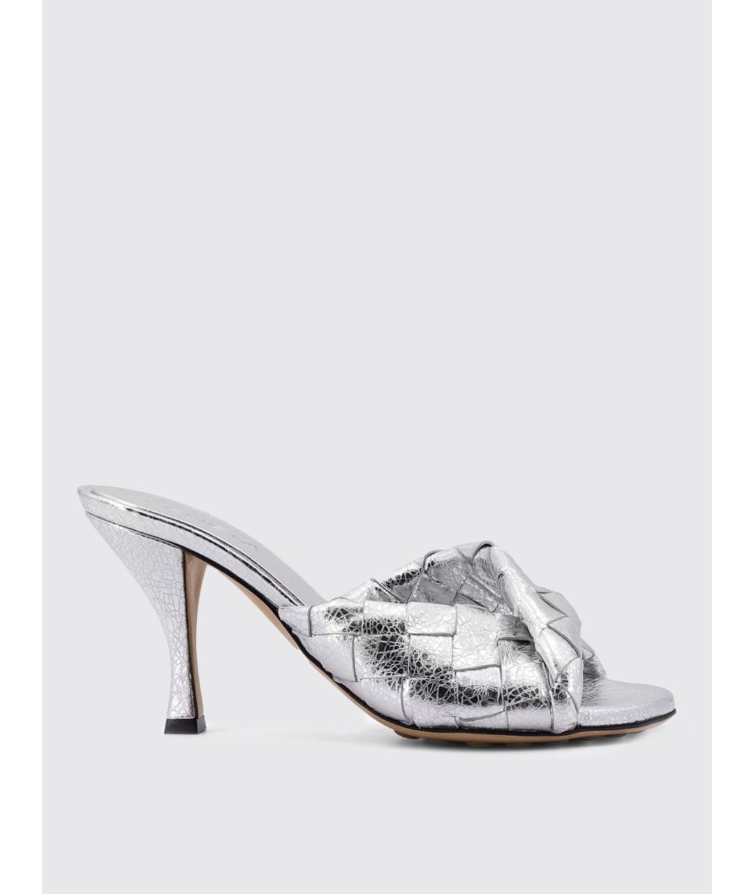 BOTTEGA VENETA Серебряные кожаные мюли, фото 5