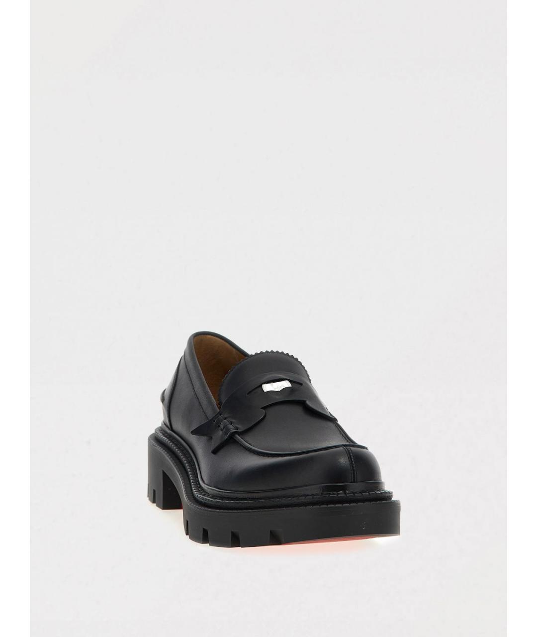 CHRISTIAN LOUBOUTIN Черные кожаные лоферы, фото 2