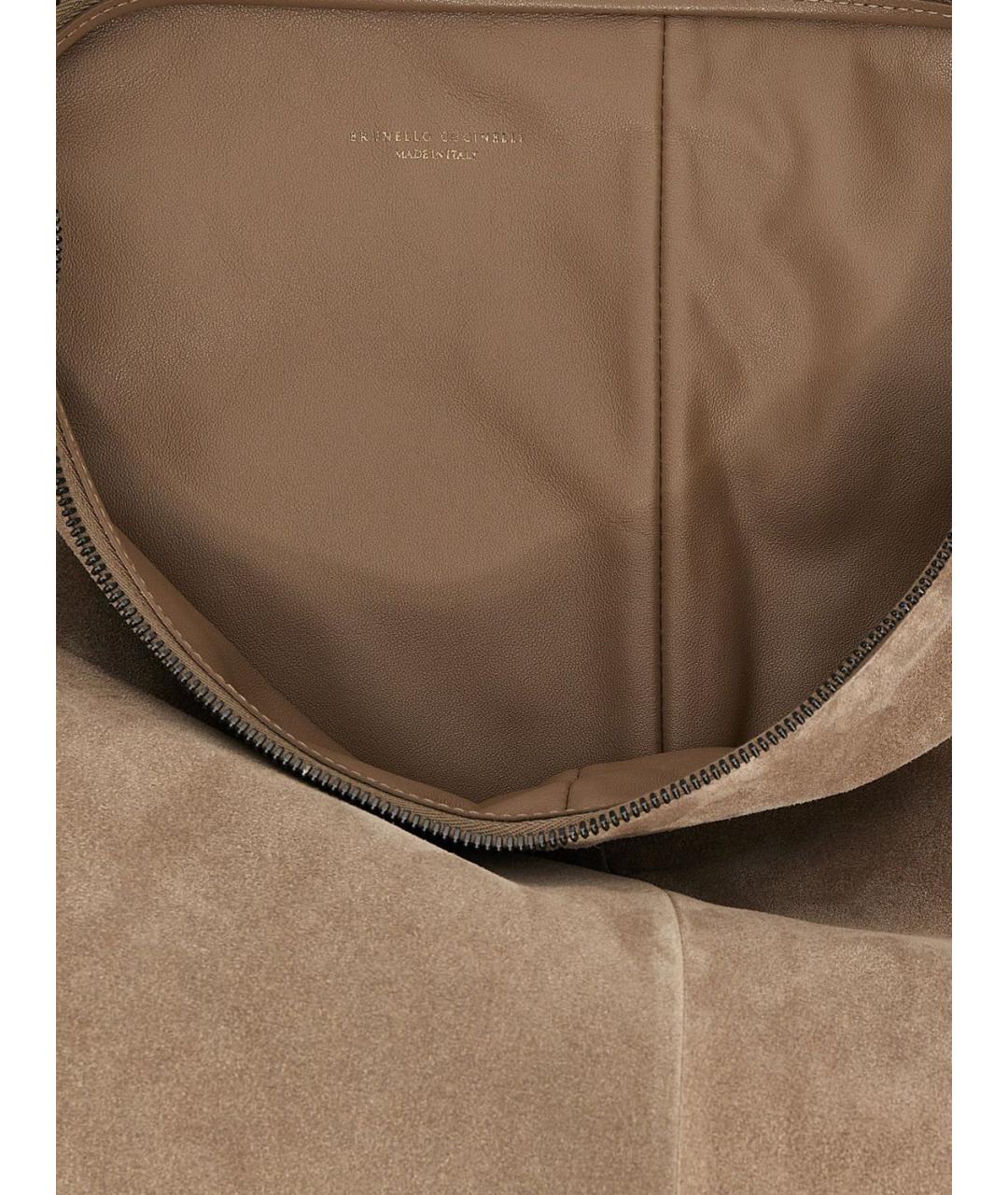 BRUNELLO CUCINELLI Бежевая кожаная сумка через плечо, фото 4