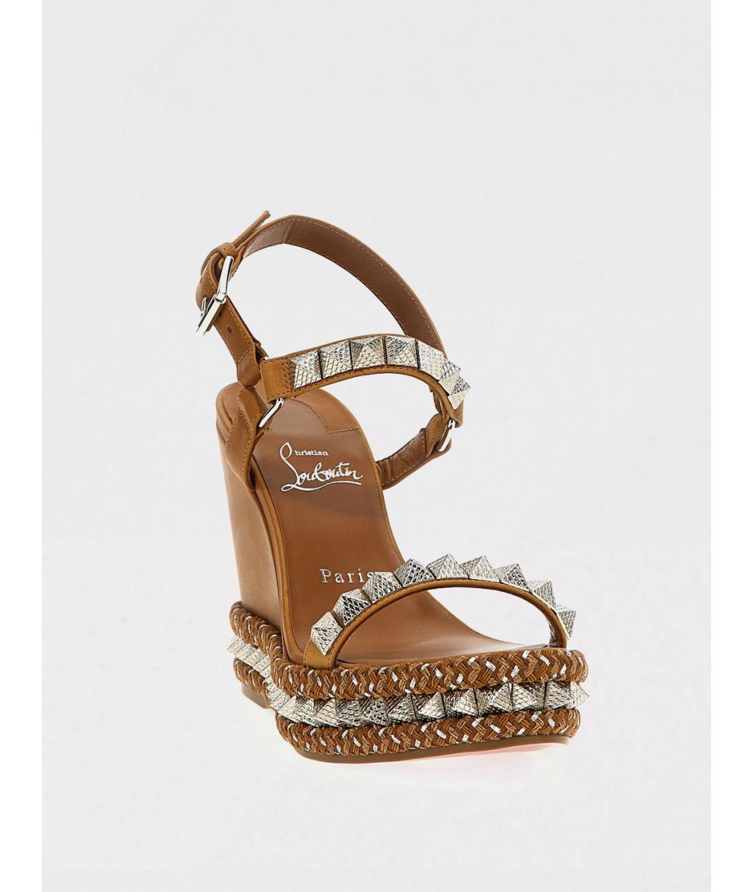 CHRISTIAN LOUBOUTIN Коричневые замшевые босоножки, фото 2