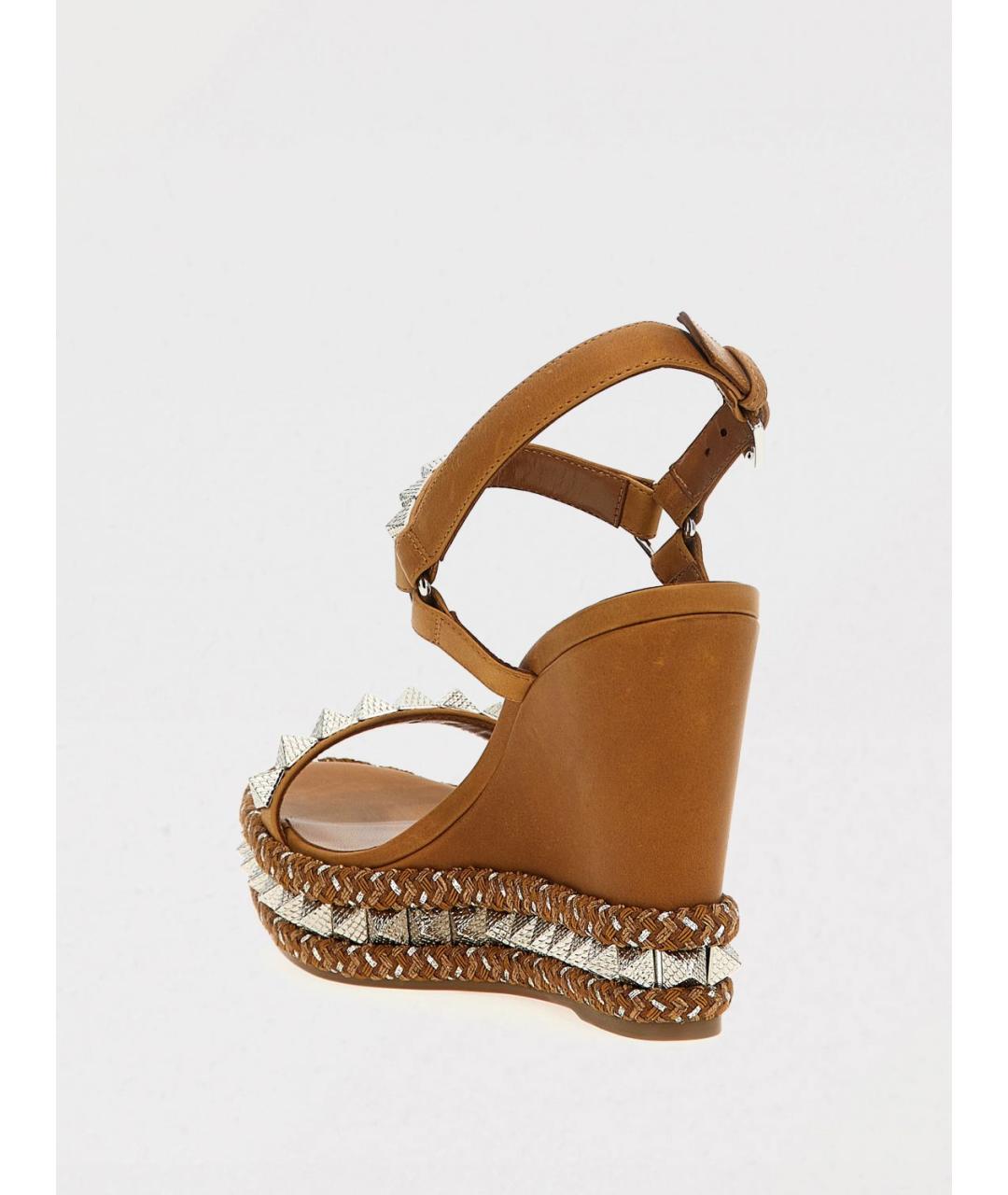CHRISTIAN LOUBOUTIN Коричневые замшевые босоножки, фото 3