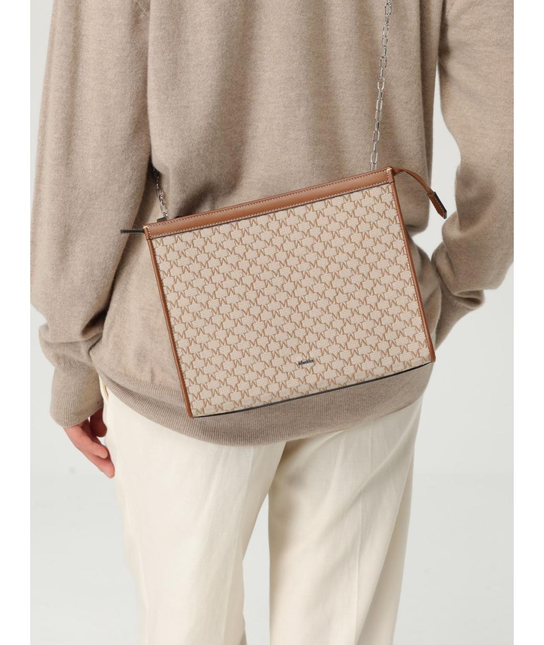 MAX MARA Бежевая жаккардовая сумка через плечо, фото 2