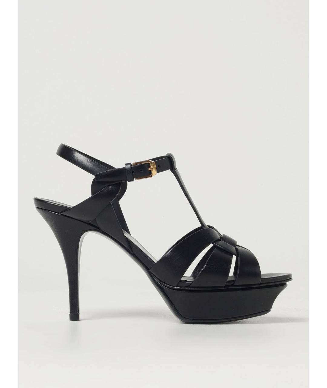 SAINT LAURENT Черные кожаные босоножки, фото 5