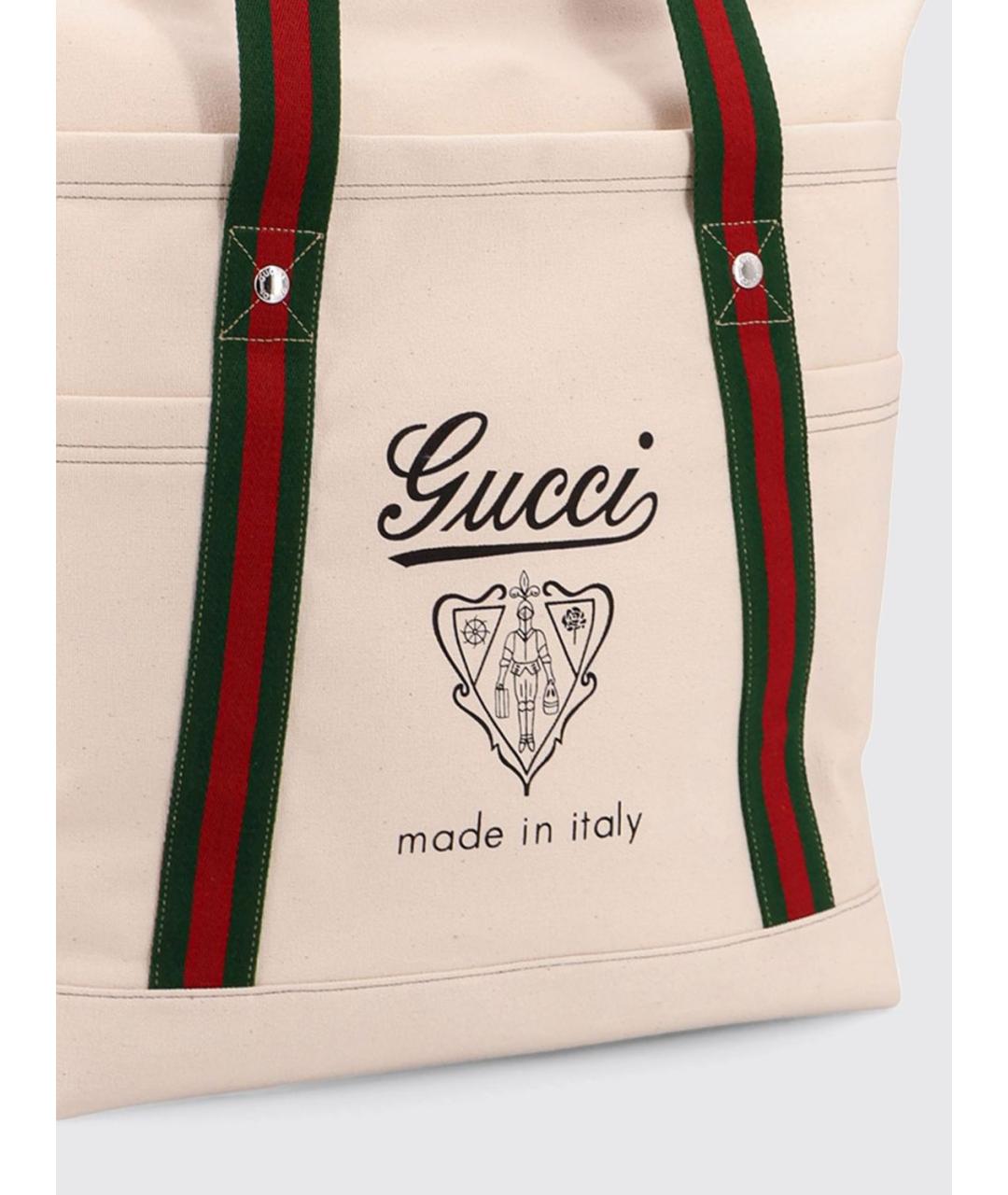 GUCCI Бежевая тканевая сумка тоут, фото 3