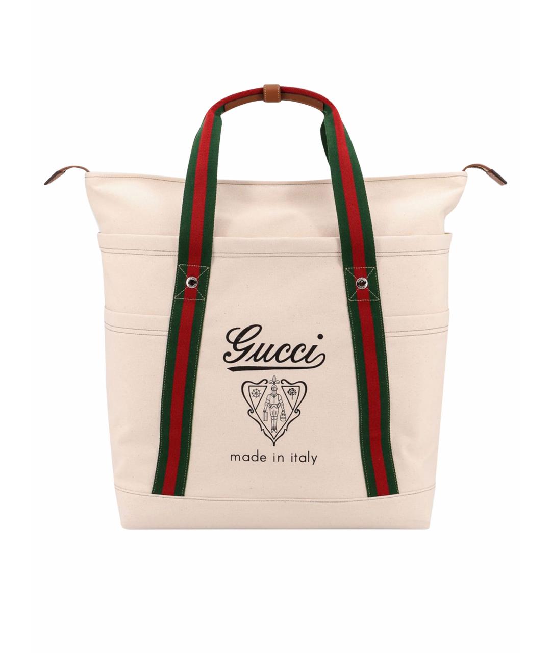 GUCCI Бежевая тканевая сумка тоут, фото 1