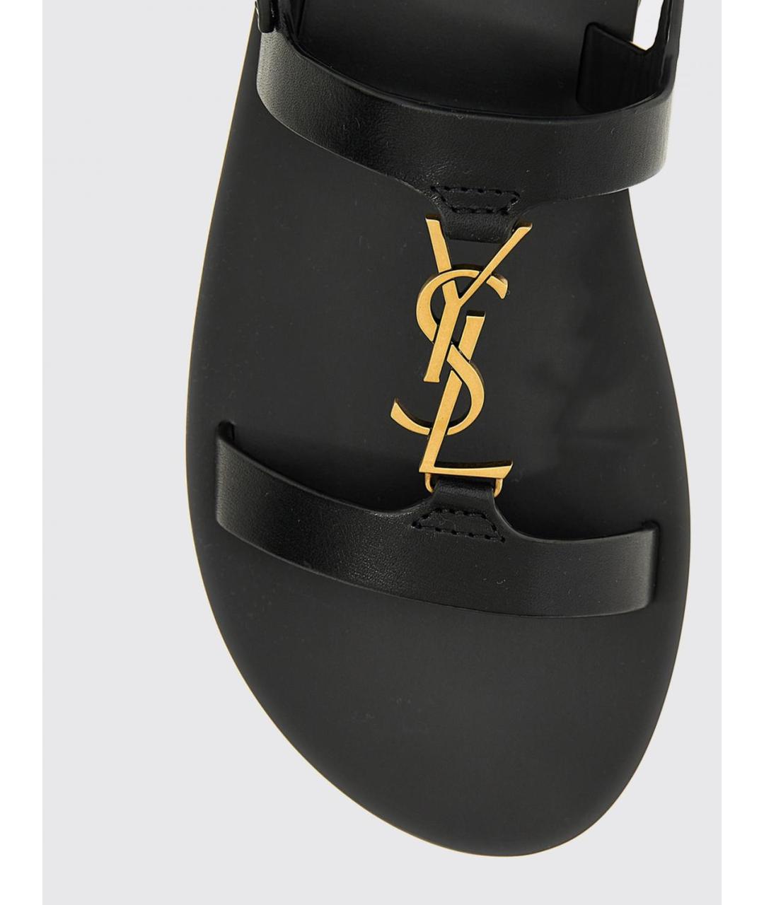 SAINT LAURENT Черные кожаные сандалии, фото 4