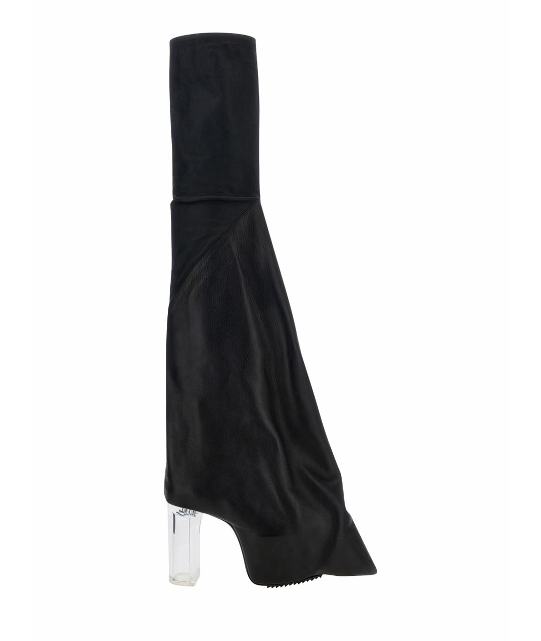 RICK OWENS Черные кожаные сапоги, фото 1