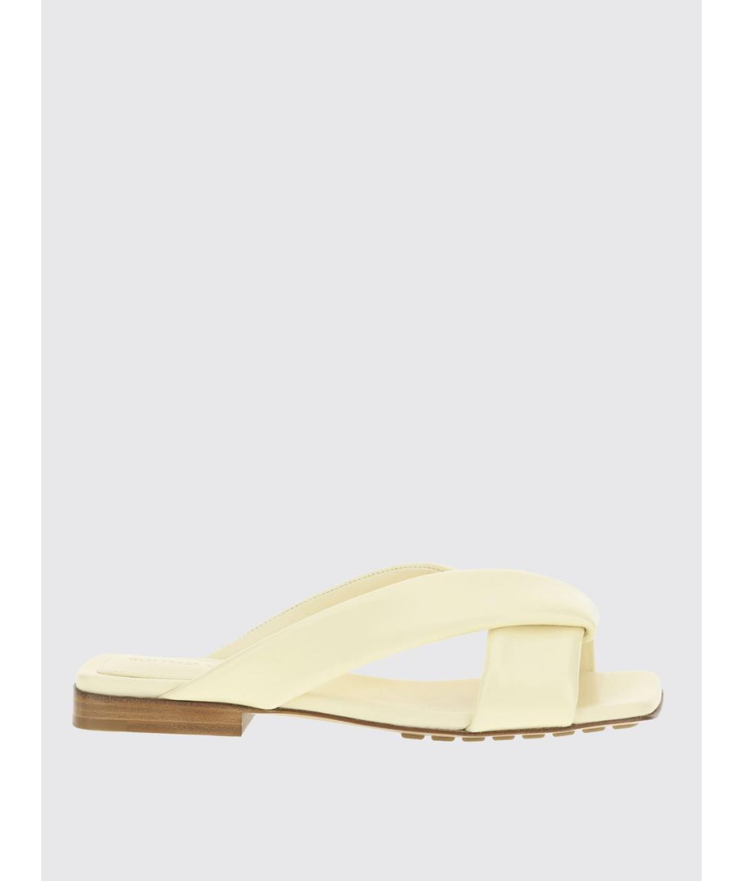 BOTTEGA VENETA Желтые кожаные шлепанцы, фото 4
