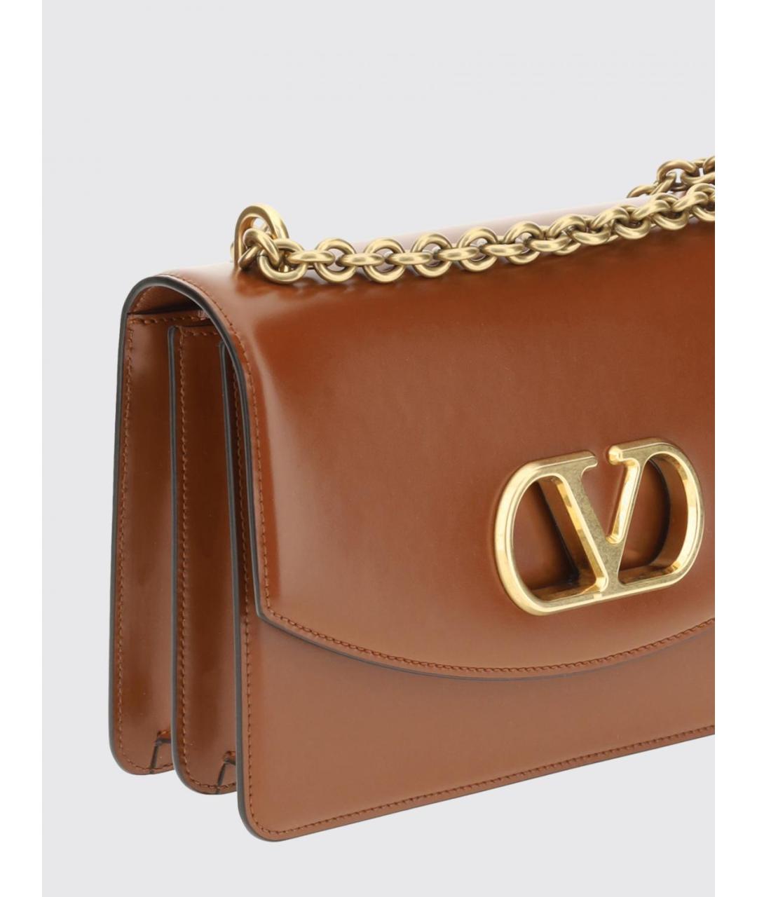 VALENTINO Коричневая кожаная сумка через плечо, фото 3