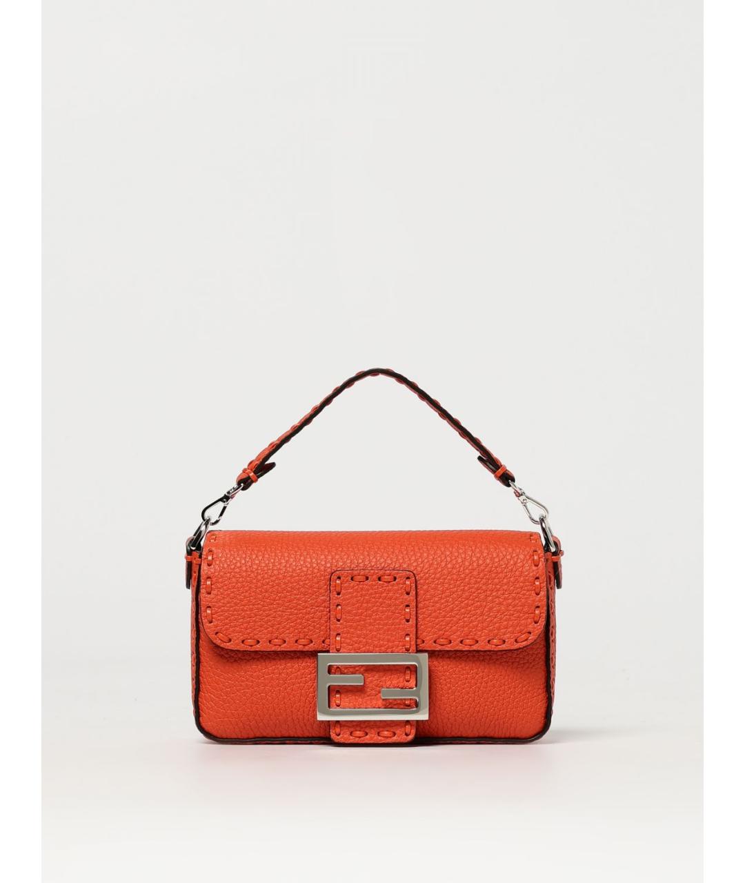 FENDI Оранжевая кожаная сумка через плечо, фото 6