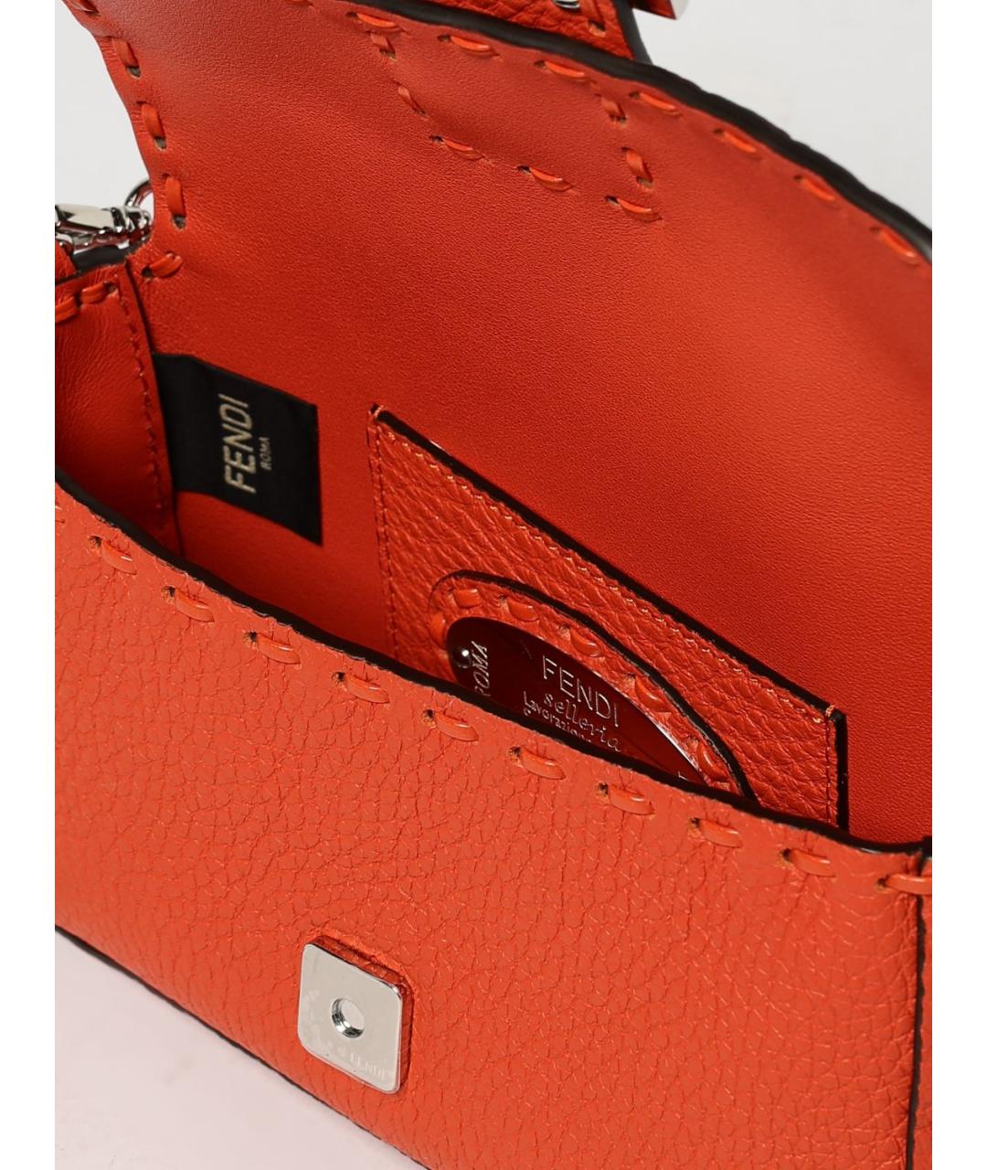 FENDI Оранжевая кожаная сумка через плечо, фото 5