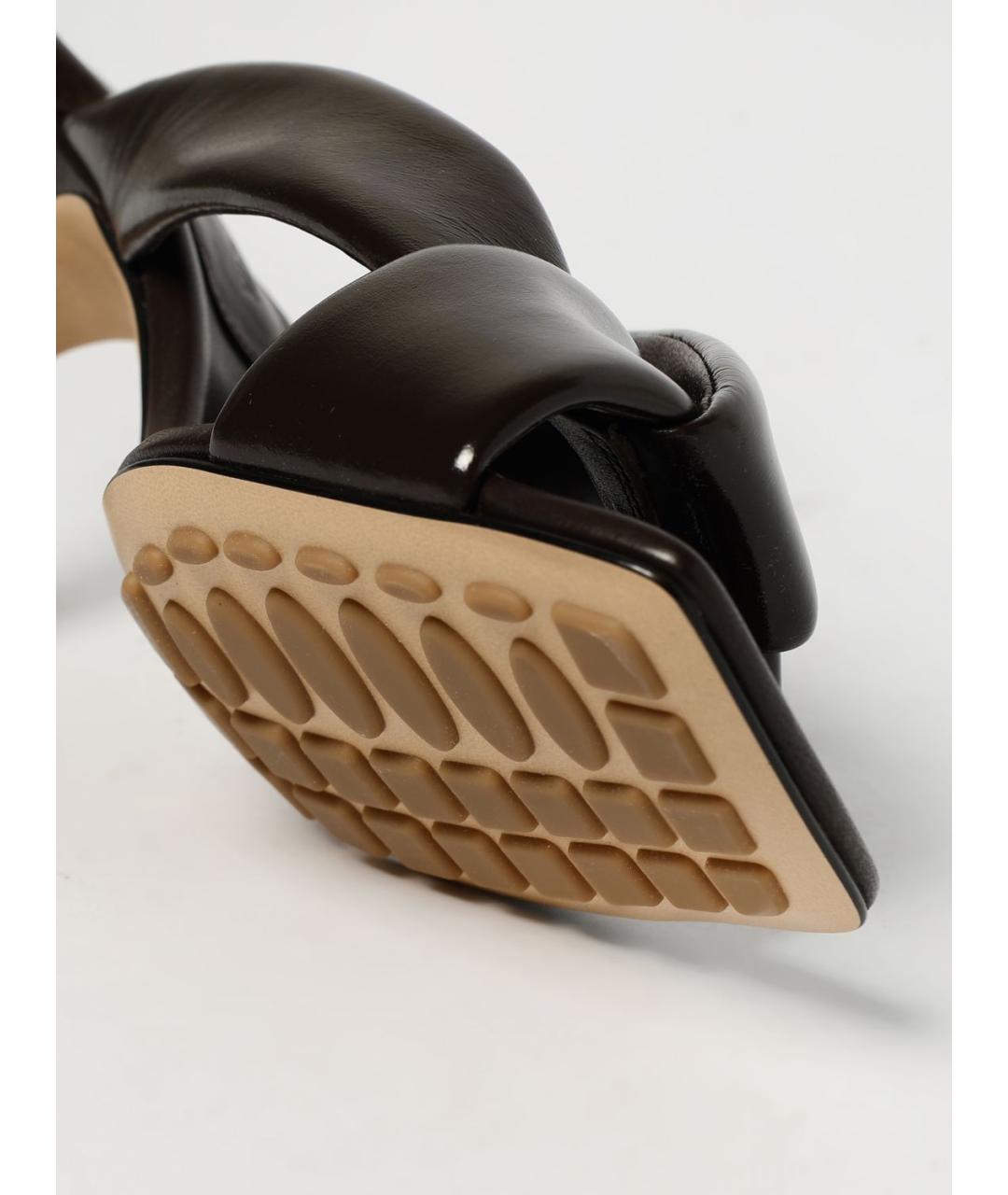 BOTTEGA VENETA Коричневые кожаные мюли, фото 4