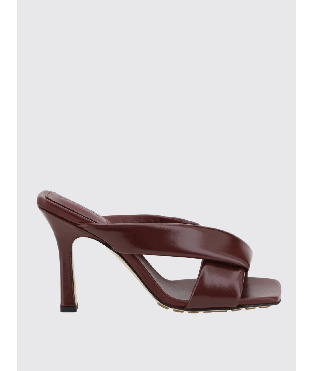 BOTTEGA VENETA Бордовые кожаные мюли, фото 4