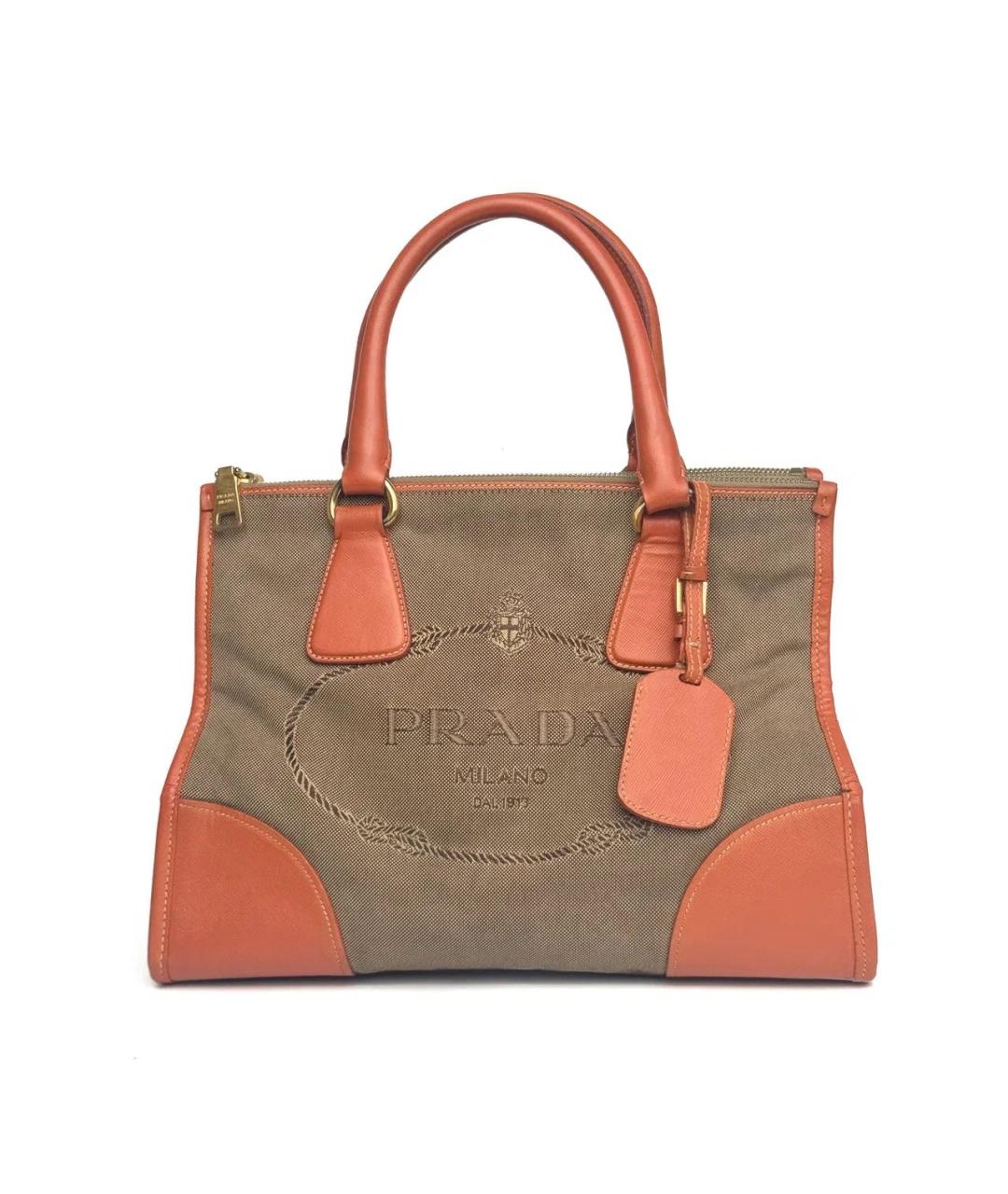 PRADA Бежевая тканевая сумка тоут, фото 8