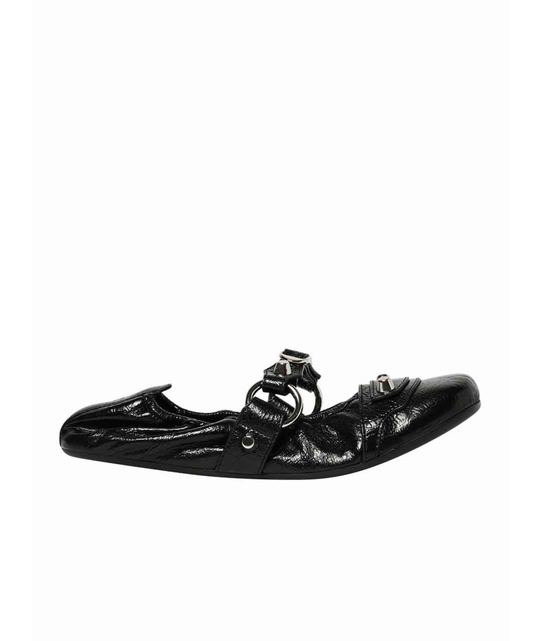 BALENCIAGA Черные балетки из лакированной кожи, фото 1