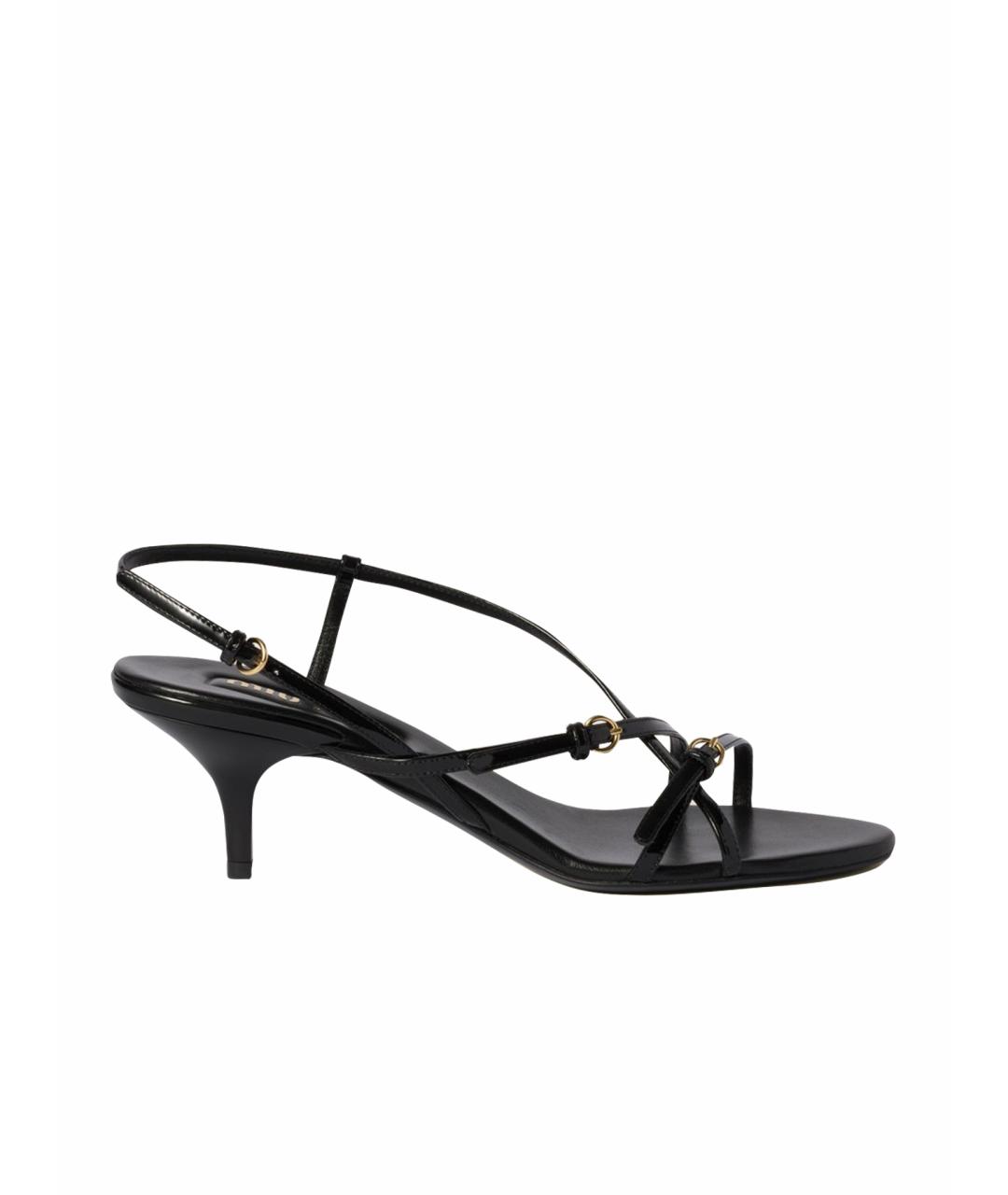 MIU MIU Черные кожаные босоножки, фото 1