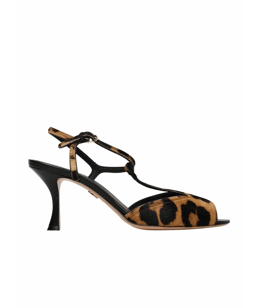 FERRAGAMO Коричневые кожаные босоножки, фото 1