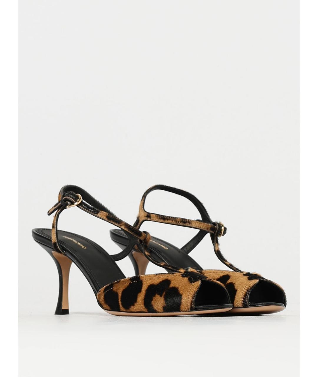 FERRAGAMO Коричневые кожаные босоножки, фото 2