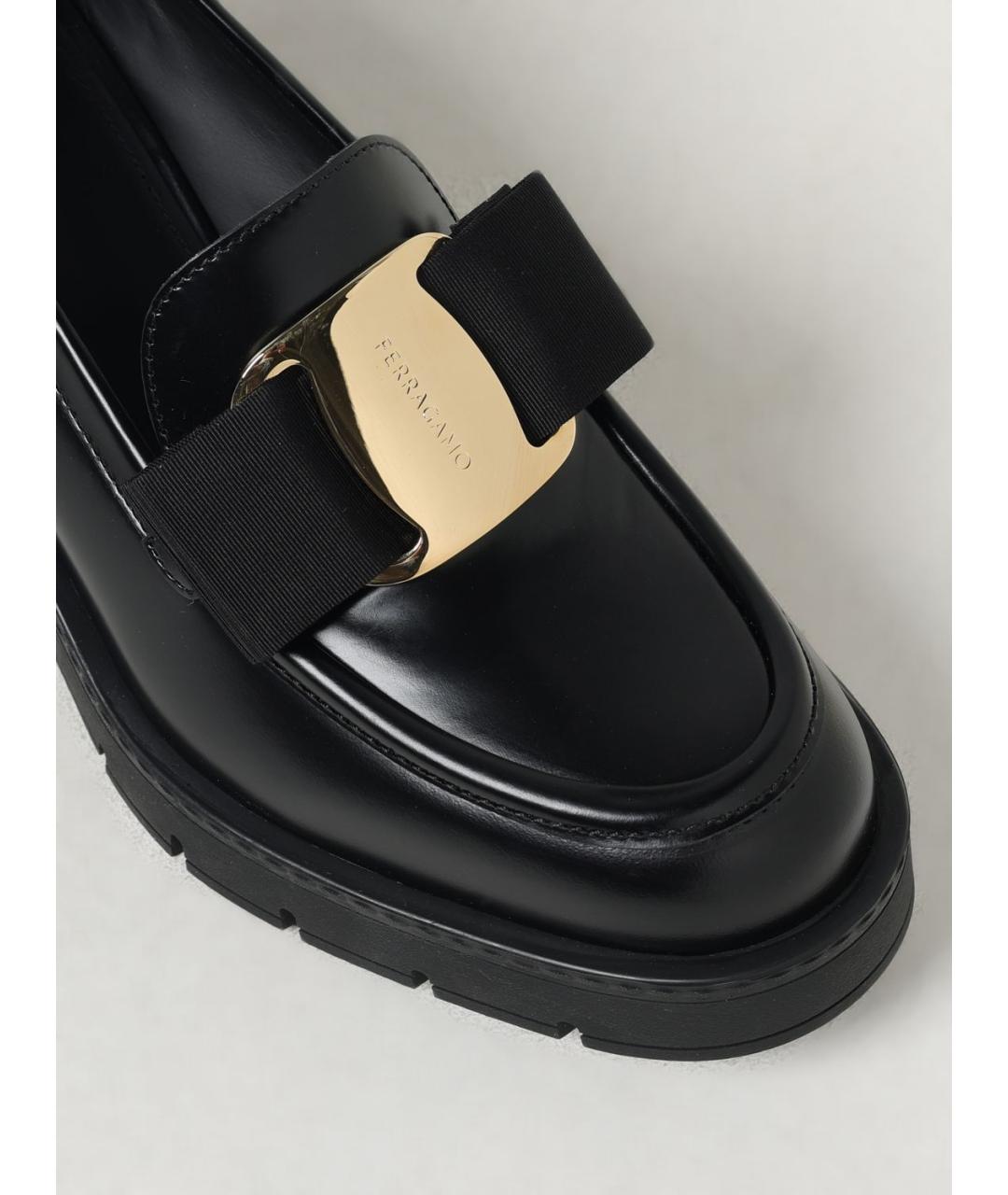 FERRAGAMO Черные кожаные туфли, фото 4