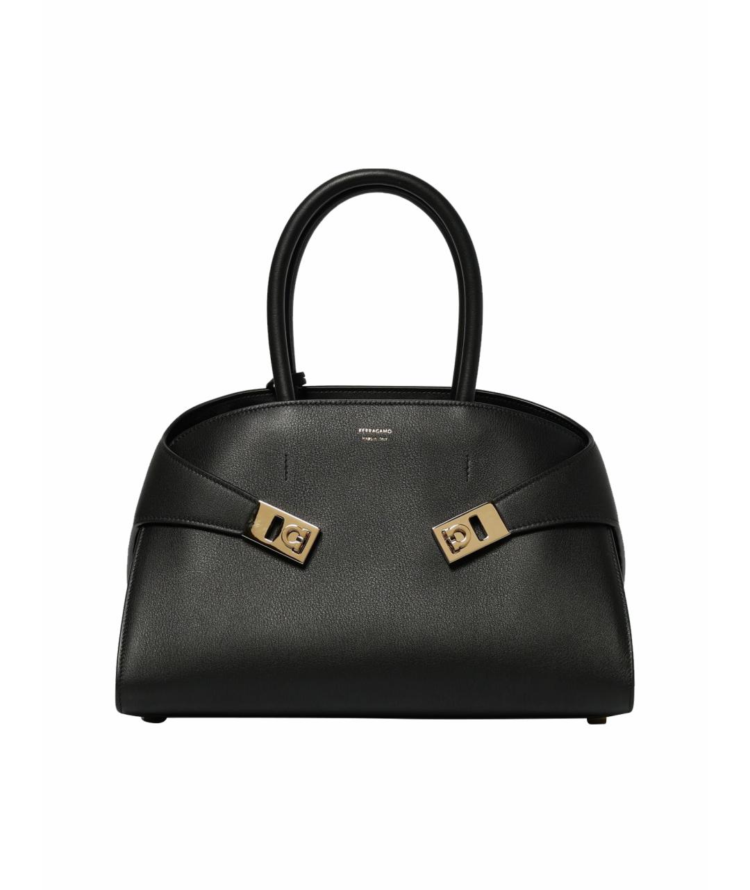 FERRAGAMO Черная кожаная сумка тоут, фото 1