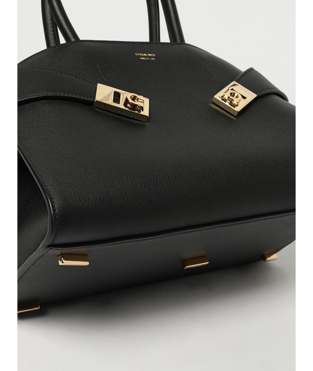 FERRAGAMO Черная кожаная сумка тоут, фото 4