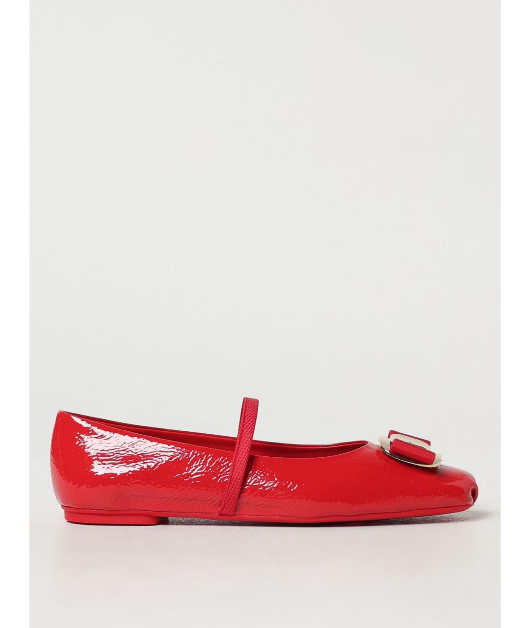 FERRAGAMO Красные балетки из лакированной кожи, фото 5
