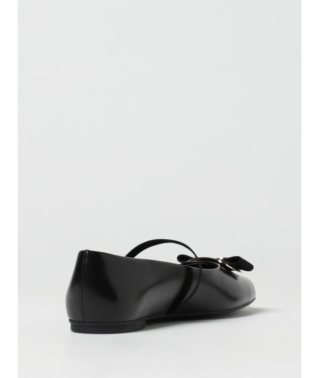 FERRAGAMO Черные кожаные балетки, фото 3
