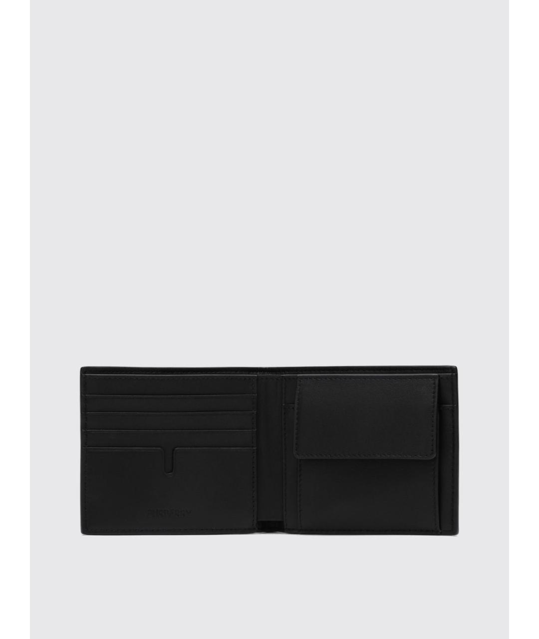 BURBERRY Черный кожаный кошелек, фото 2