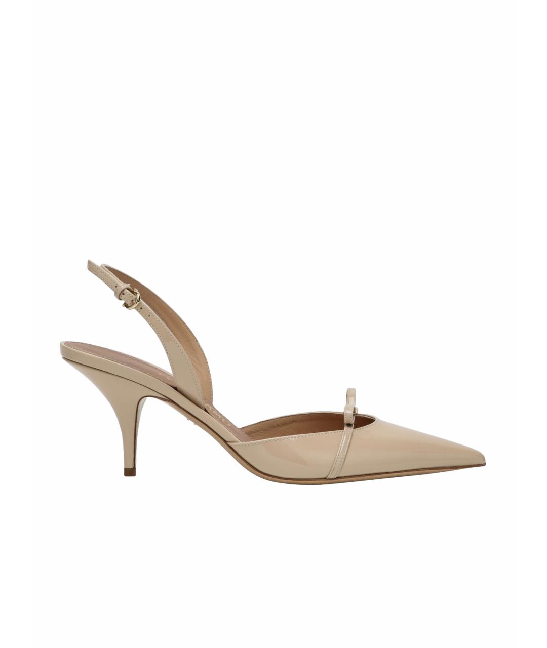 FERRAGAMO Бежевые туфли из лакированной кожи, фото 5