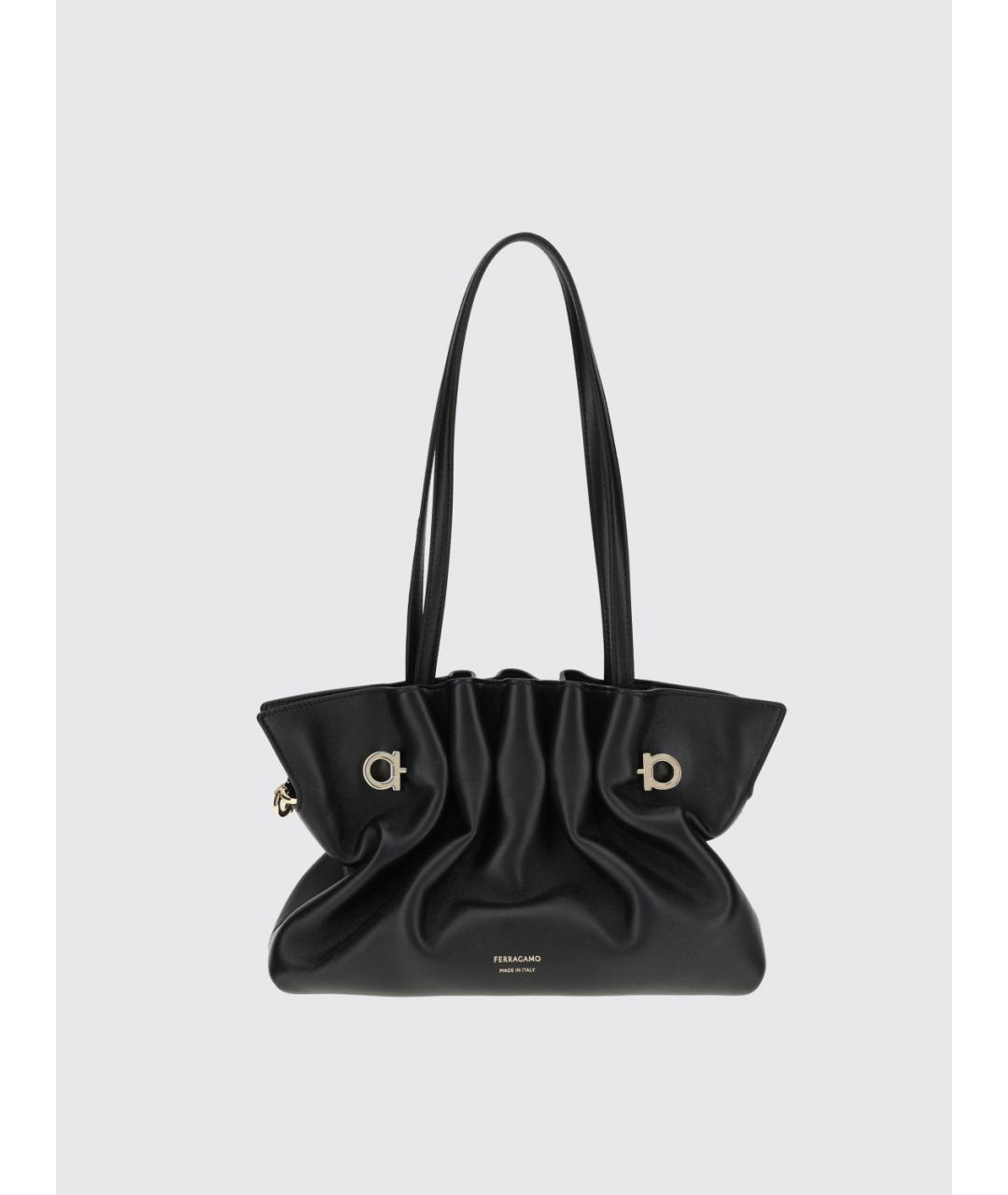 FERRAGAMO Черная кожаная сумка тоут, фото 4